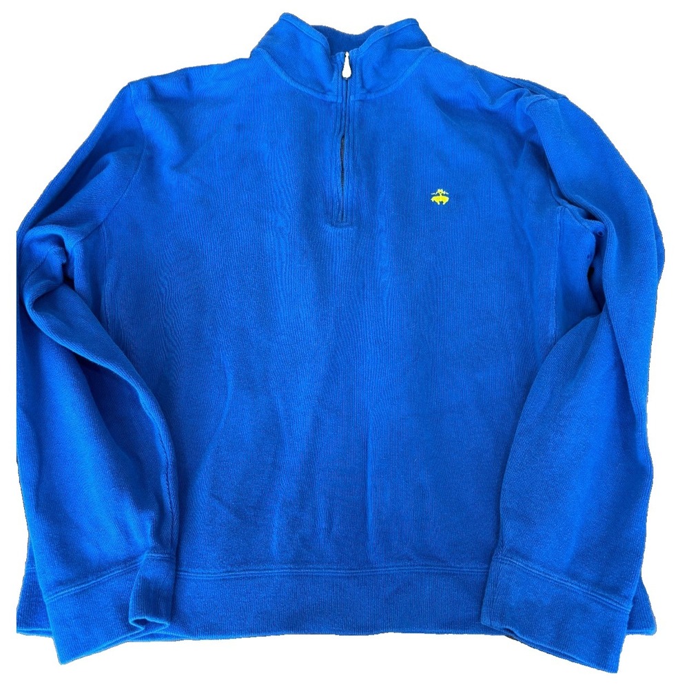 Brooks Brothers 346 1/4 Zip Pull Over 100% Supima Cotton royal blue mens' sz L